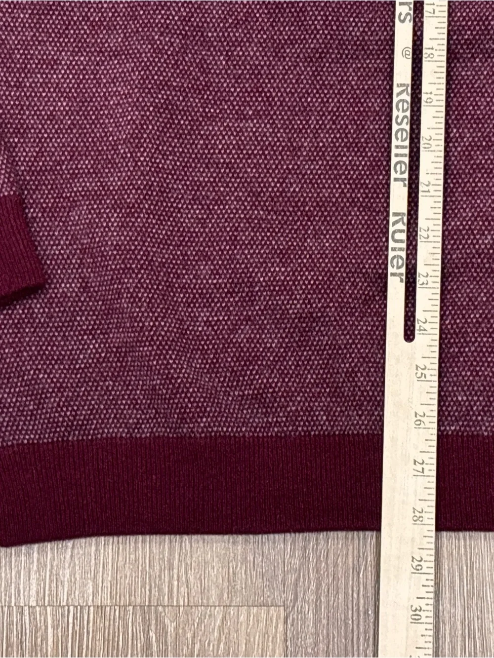 Saks Fifth Avenue Cashmere Quarter Zip Sweater Mens XL Burgundy Birdseye Knit